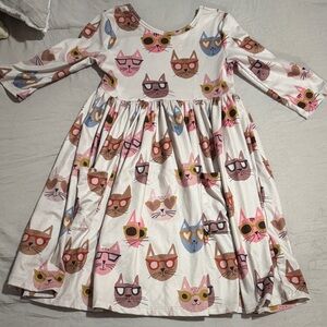 Adorable Cat Print Kids Dress